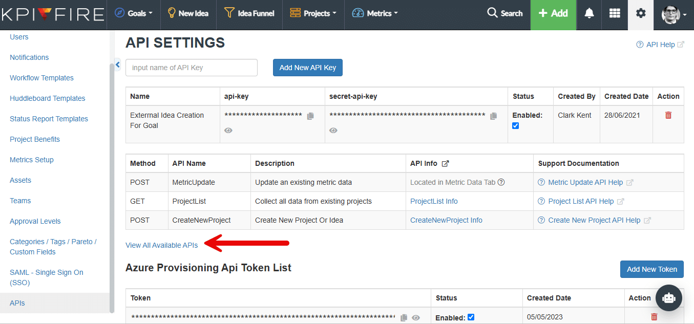 available APIs Access to KPI Fire API Documentation and endpoints