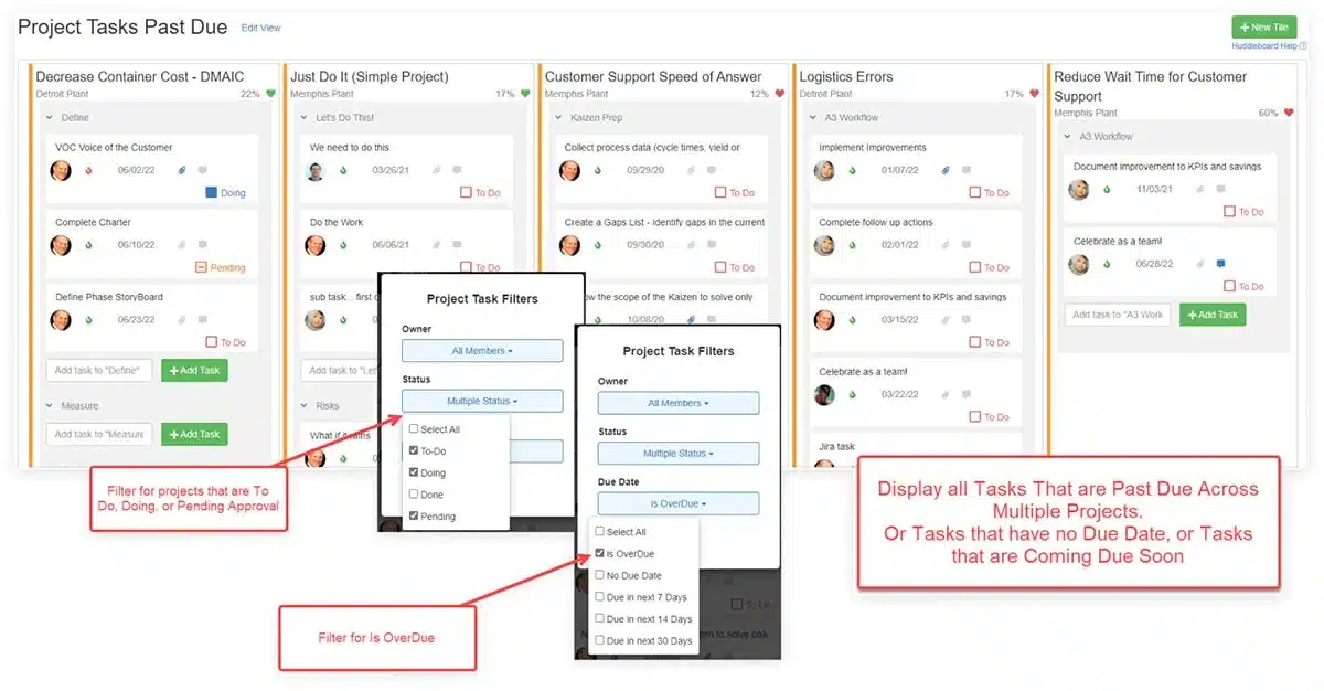 Huddleboard-Project-Task-Filters Huddleboard Project Task Filters