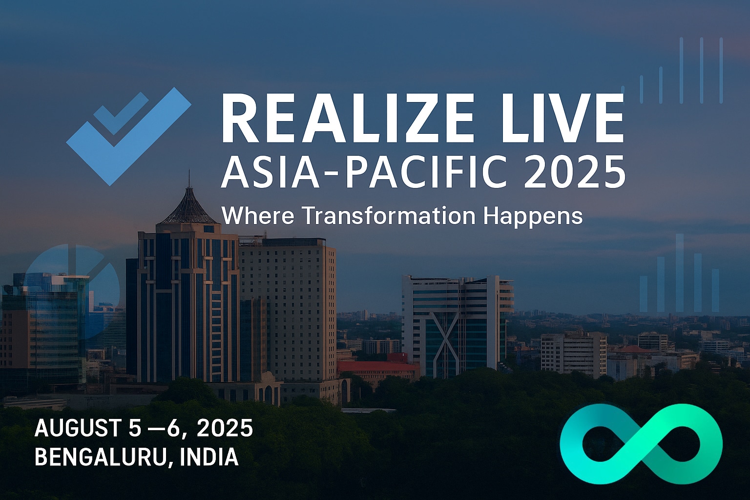 Realize LIVE Asia-Pacific 2025 | Digital Transformation Conference in Bengaluru, India Realize LIVE Asia-Pacific 2025 promotional flyer featuring a digital transformation conference theme with a modern, high-tech design and Bengaluru cityscape in the background.